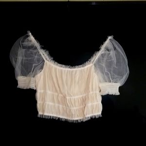 Alice + Olivia Ashlyn top. crop shirt, champagne color,   zippered back, size S